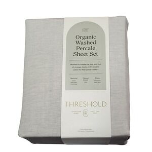 Threshold Organic Washed Percale King Sheet Set Gray Chambray 4pc